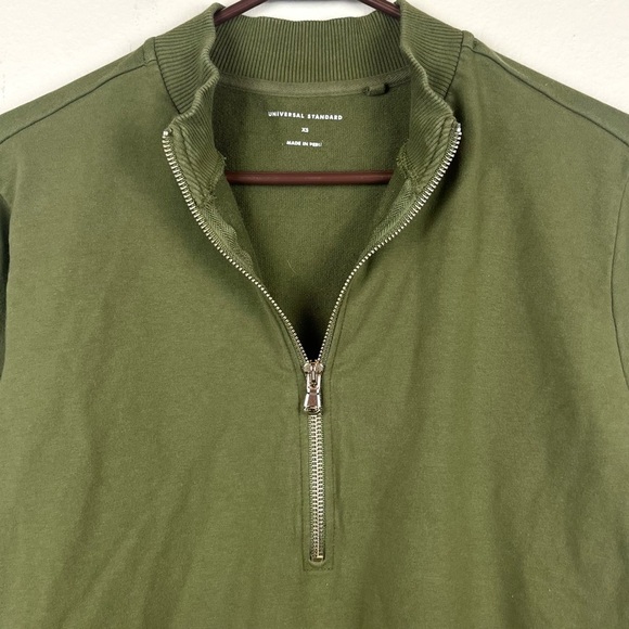 Universal Standard Zoe Half-Zip Olive Green Pullover Sweatshirt - Picture 2 of 4